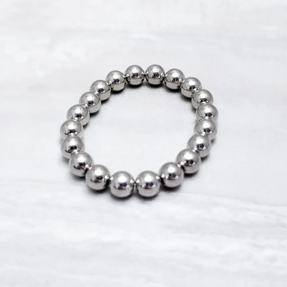 Vintage Stretch Bracelet - Silver Tone Balls